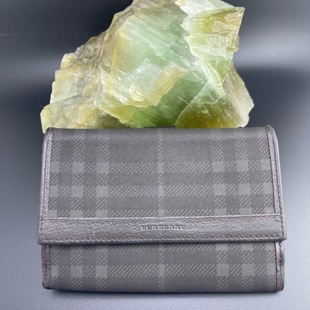 Burberry Brown Plaid Leather Wallet